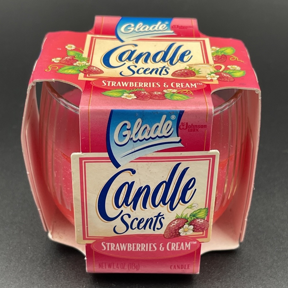 Vintage 1996 Glade Candle Scents Jar Strawberries & Cream New in Package